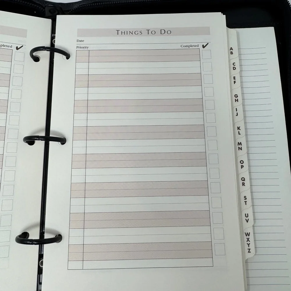 Raika Handcrafted Leather 3 Ring Binder Planner Organizer Black TN 204